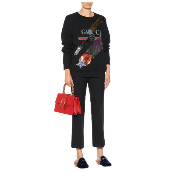 Gucci Black Velvet And Fur Princetown Horsebit Flat Mules Size 40 - Picture 2 of 13